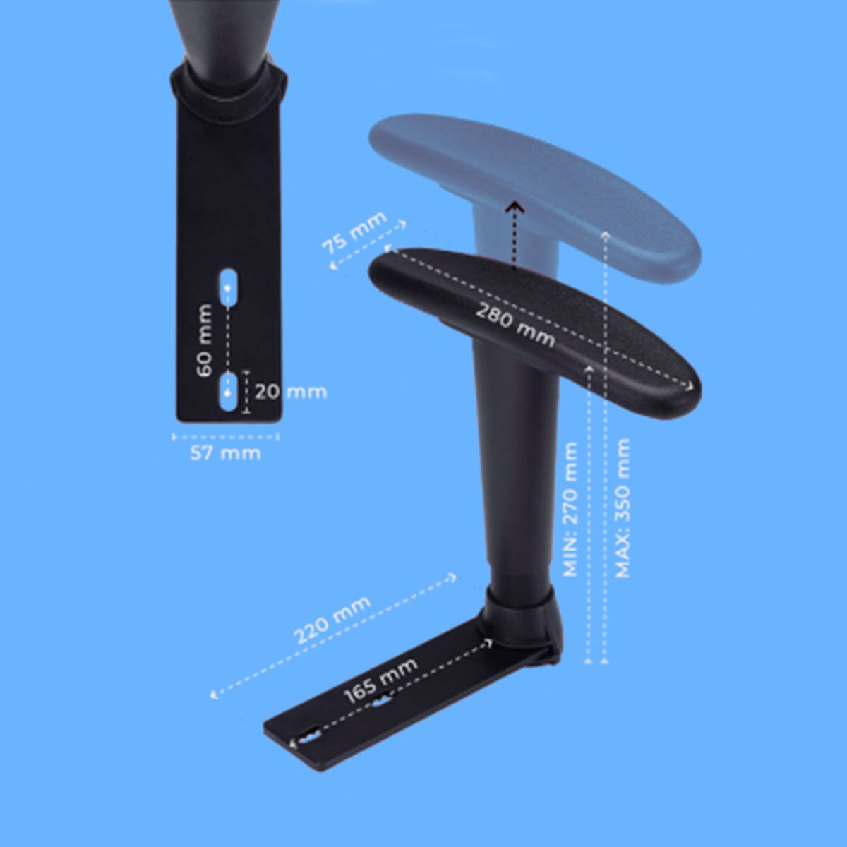 Repuesto Brazos Silla Oficina Gamer 2d derecha e izquierda, marca OEM - Foto 2