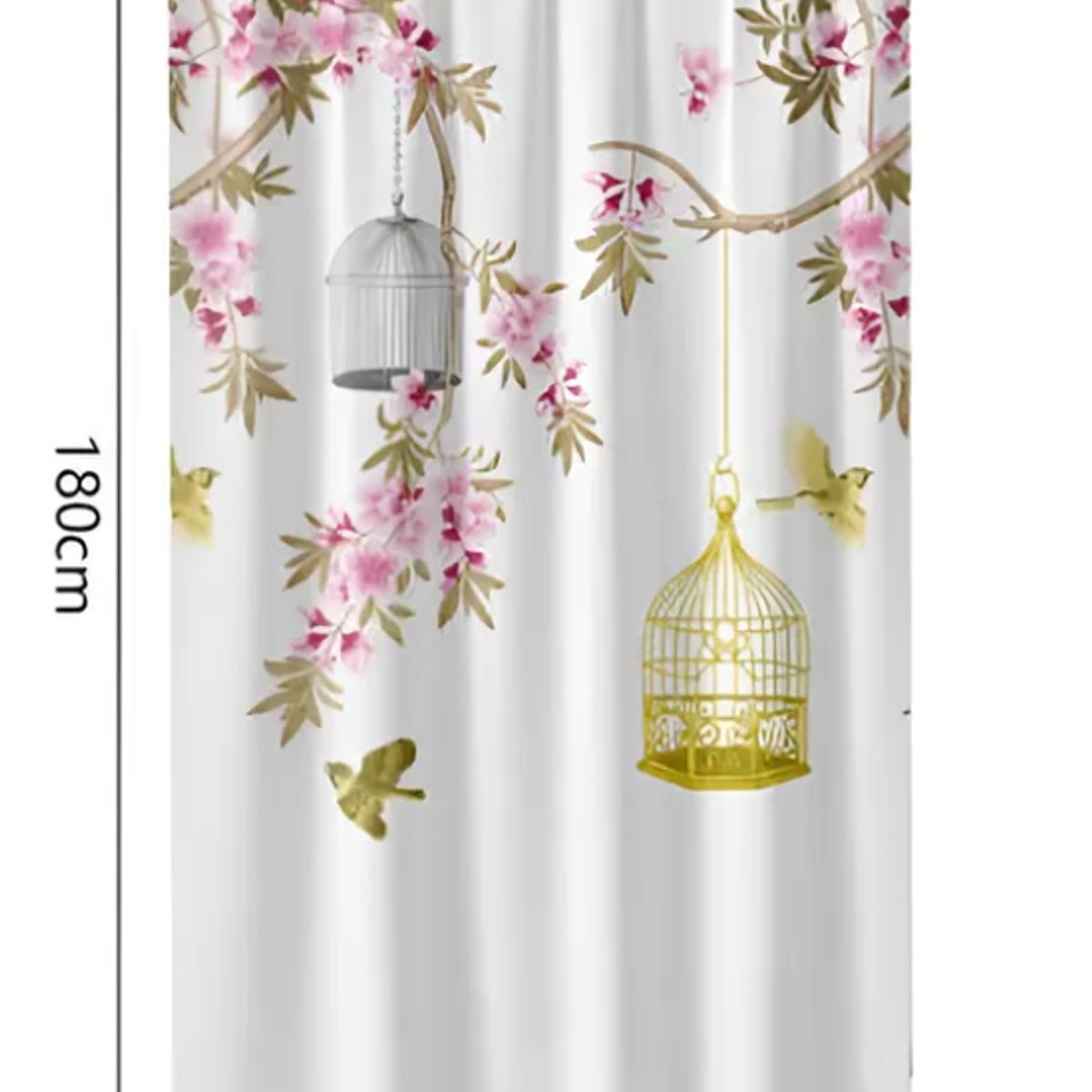 GENERICO - Cortina de Ducha con estampado jaula de pájaros