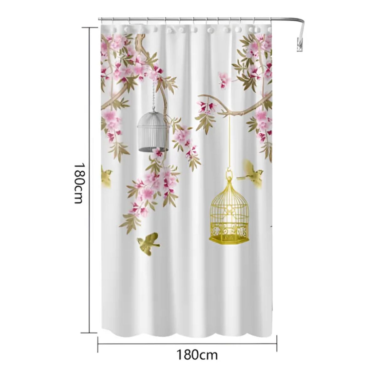 GENERICO - Cortina de Ducha con estampado jaula de pájaros