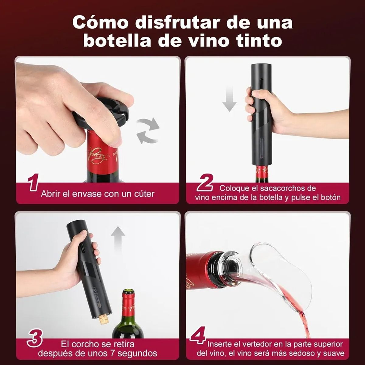 GENERICO - Abridor De Vino Eléctrico Inalámbrico