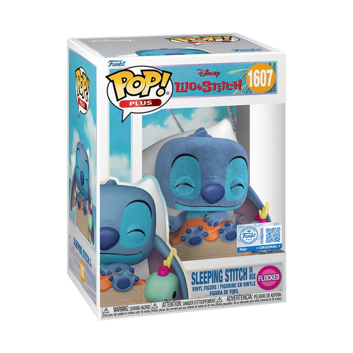 FUNKO - Funko Pop Disney  Stitch Durmiendo Flocked 1607 + Protector