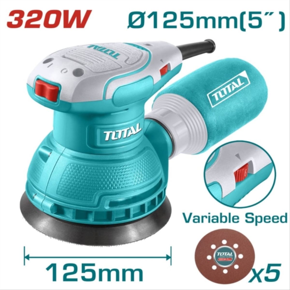 TOTAL - Lijadora excentrica 320w velocidad variable tf2131256-7