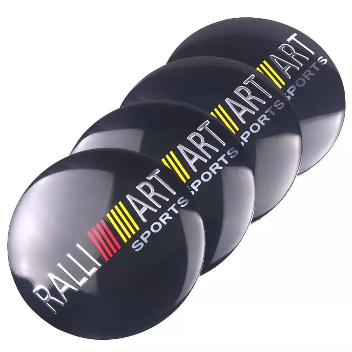 GENERICO - X4 Tapas centro de llantas de auto tunning RALLI ART NEGRO 56MM