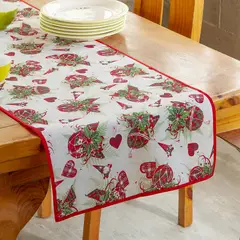 MASEL - Camino de mesa Lona española estampada Navidad Corazones