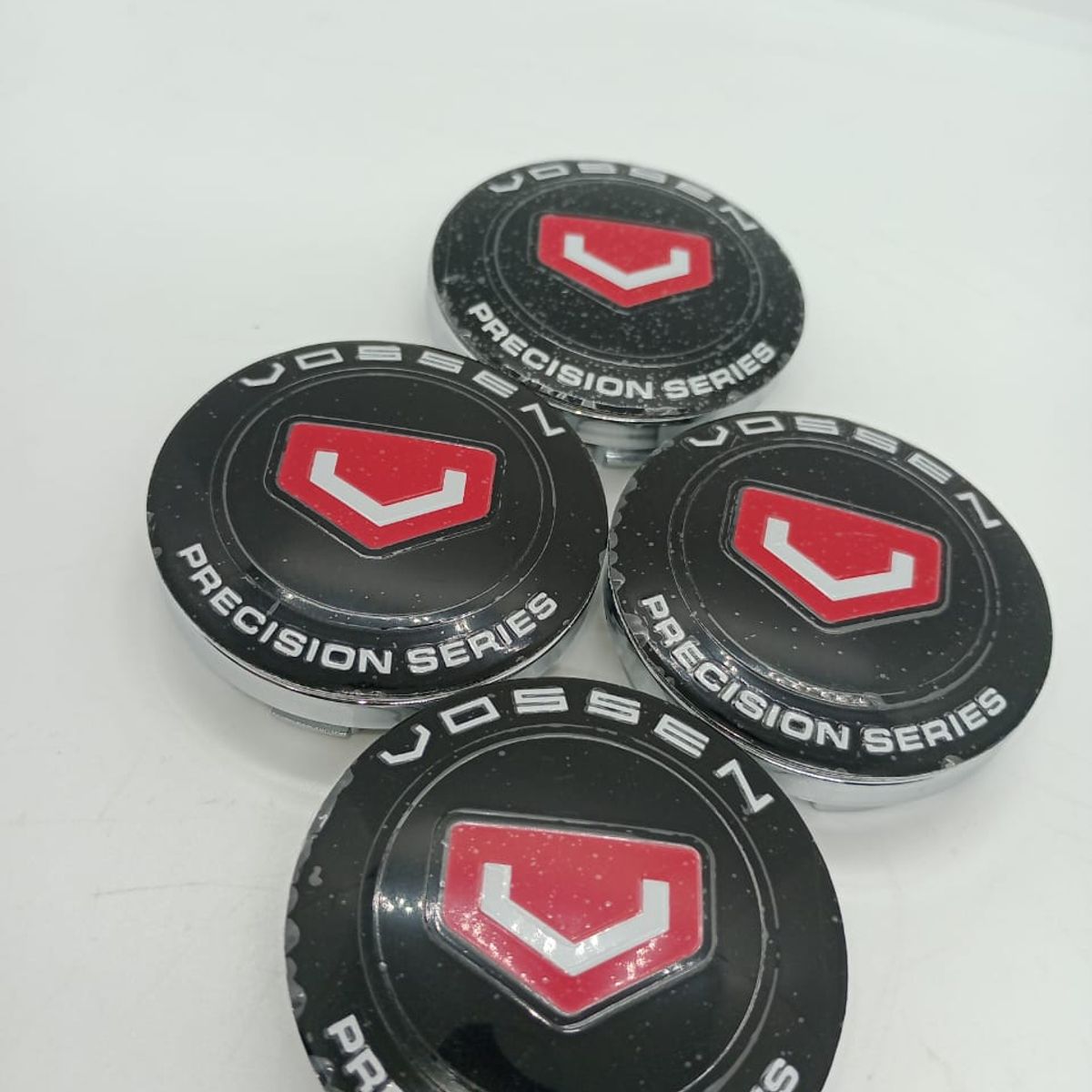GENERICO - X4 Tapas centro de llantas de auto tunning VOSSEN NEGRO LOGO ROJO 60MM