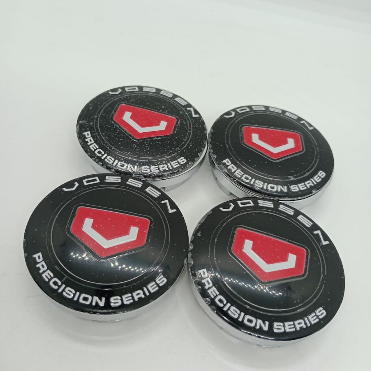GENERICO - X4 Tapas centro de llantas de auto tunning VOSSEN NEGRO LOGO ROJO 60MM