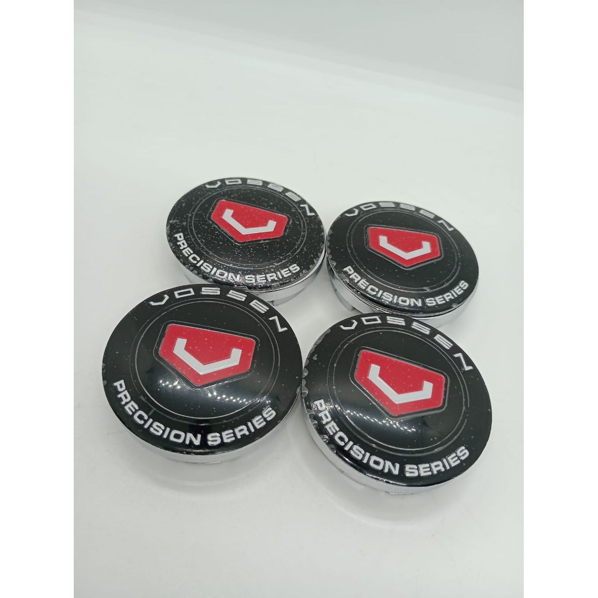 GENERICO - X4 Tapas centro de llantas de auto tunning VOSSEN NEGRO LOGO ROJO 56MM