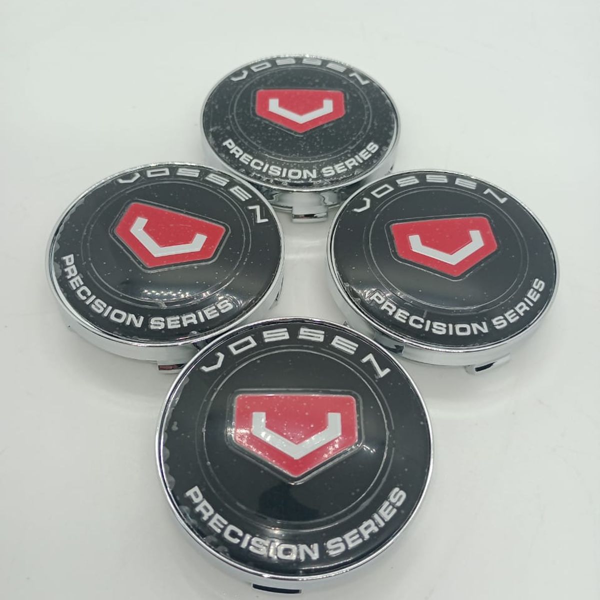 GENERICO - X4 Tapas centro de llantas de auto tunning VOSSEN NEGRO LOGO ROJO 56MM