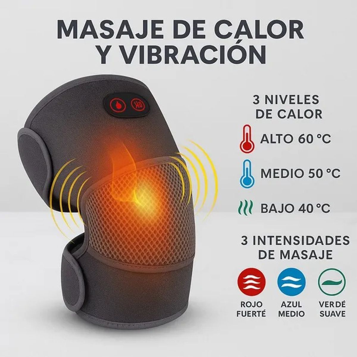 MOVI - Rodillera 3 en 1 Calefacción, Vibración y Masaje Dolores.-