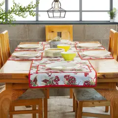 MASEL - Set Camino de mesa c / 6 individuales Lona española estampada Navidad Corazones