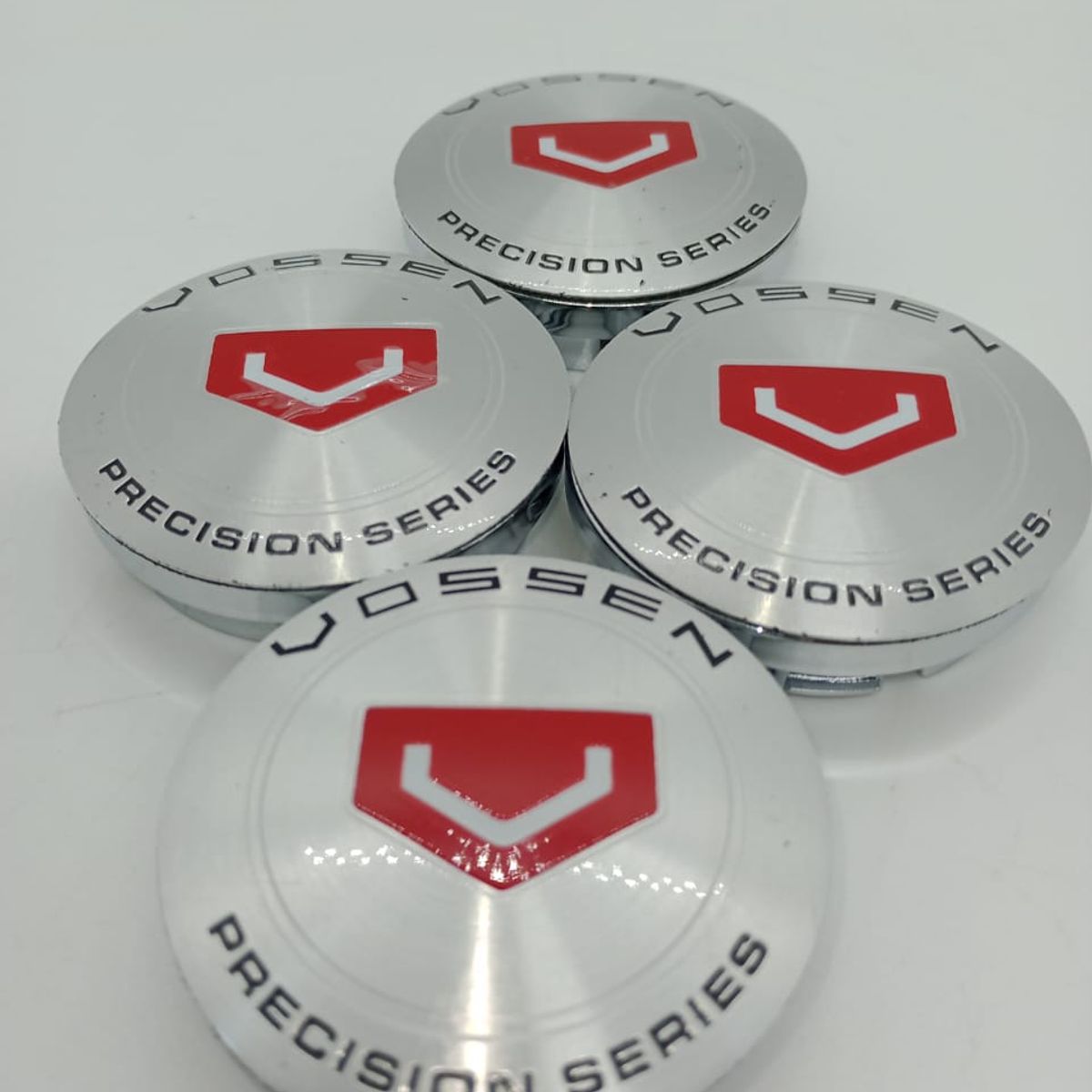 GENERICO - X4 Tapas centro de llantas de auto tunning VOSSEN plata LOGO ROJO 56MM