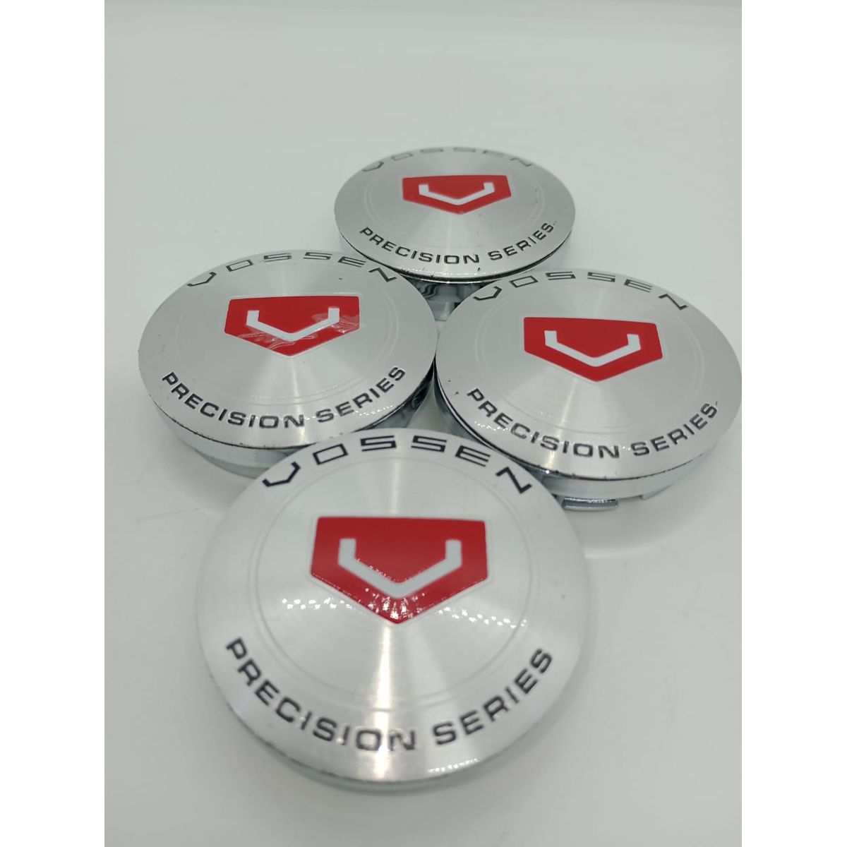 GENERICO - X4 Tapas centro de llantas de auto tunning VOSSEN plata LOGO ROJO 56MM