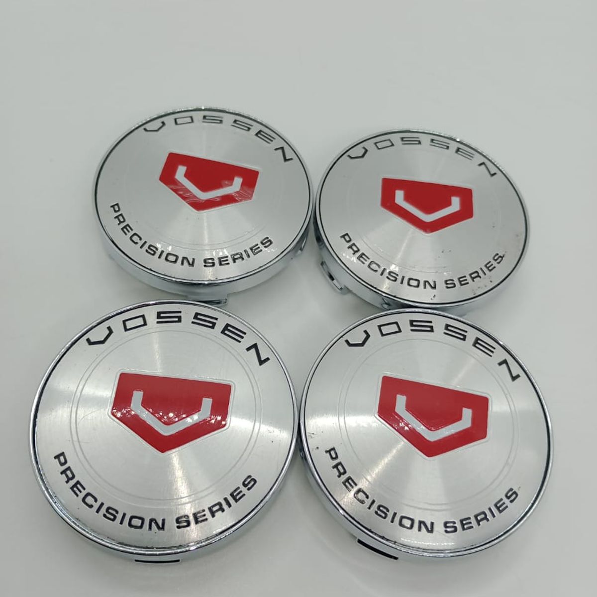 GENERICO - X4 Tapas centro de llantas de auto tunning VOSSEN plata LOGO ROJO 56MM