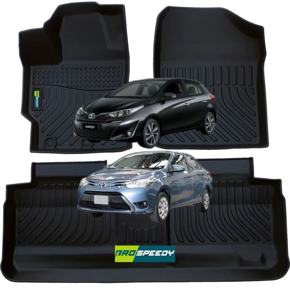 GENERICO - PISOS CALCE PERFECTO PROSPEEDY TOYOTA YARIS 2011-2023 3PIEZAS