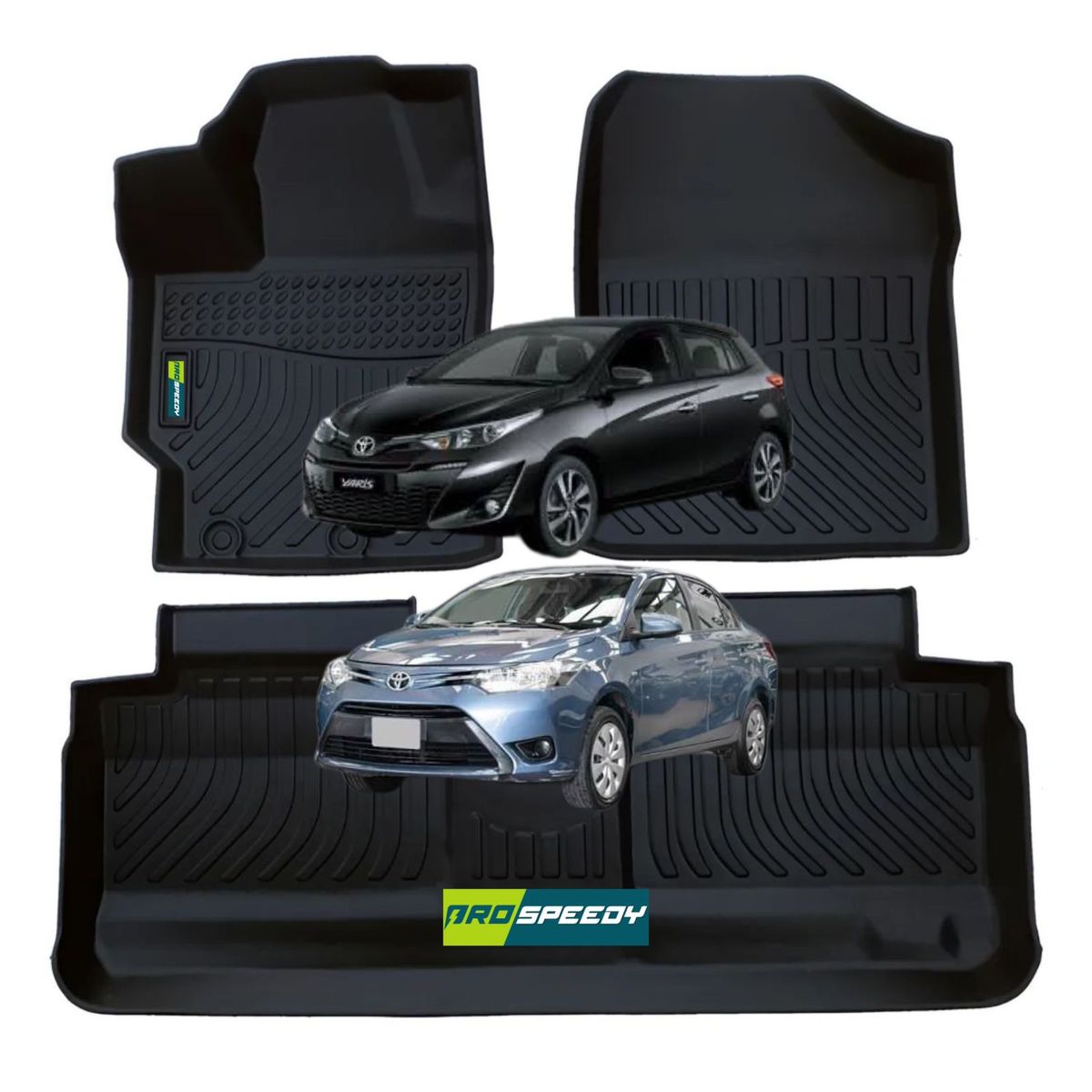 GENERICO - PISOS CALCE PERFECTO PROSPEEDY TOYOTA YARIS 2011-2023 3PIEZAS