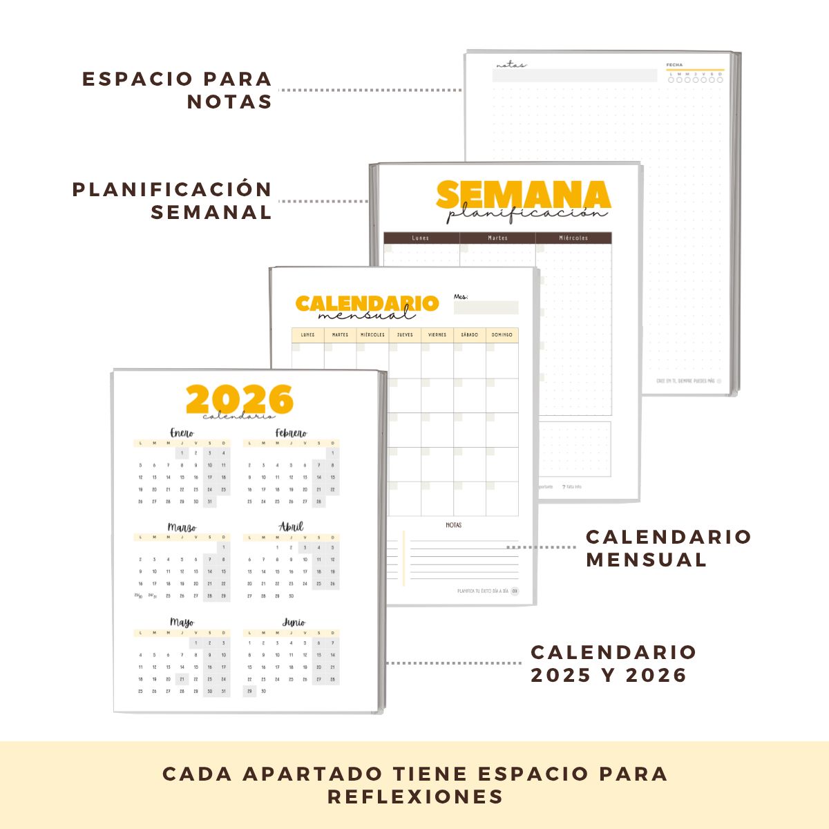GENERICO - Agenda Sin Fecha Liviana Flexible Y Sin Fechas Fijas