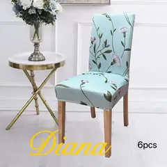 DIANA - FUNDAS SILLAS ELASTIZADAS SET DE 6 PIEZAS CON DISEÑO CELESTE FLORES TAMAÑO UNIVERSAL