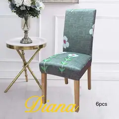 DIANA - FUNDA SILLAS ELASTIZADA SET DE 6 UNIDADES CON DISEÑO GRIS FLORAL TAMAÑO UNIVERSAL