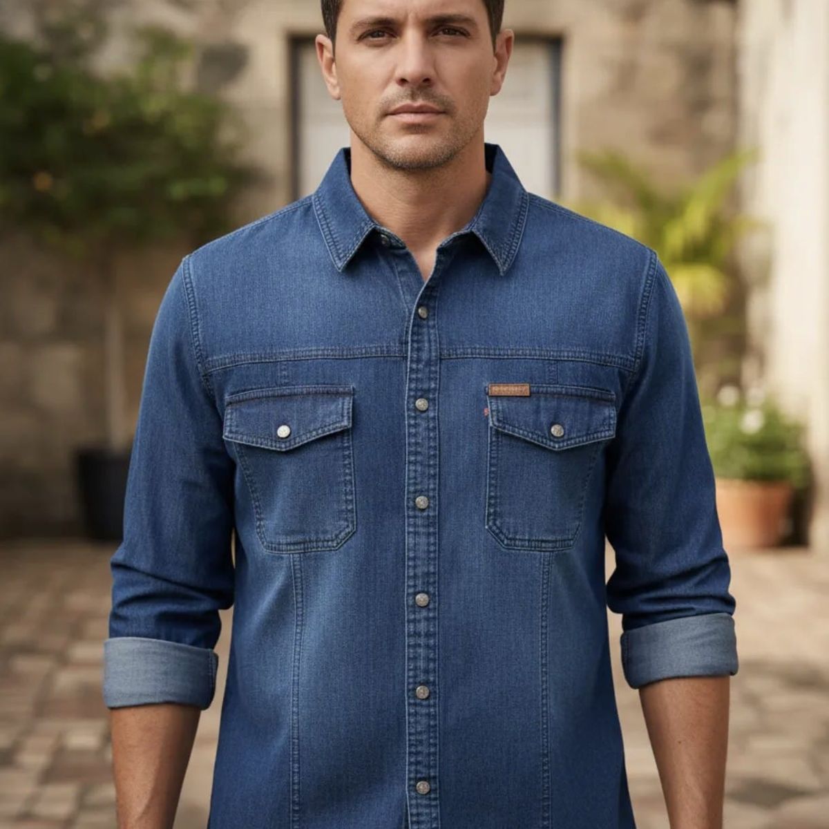 BLUE MOUNTAIN - Camisa Jeans Manga Larga Hombre Mezclilla