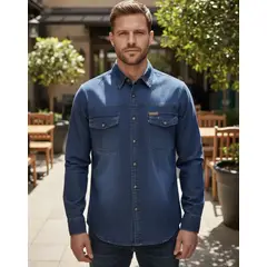 BLUE MOUNTAIN - Camisa Jeans Manga Larga Hombre Mezclilla