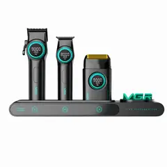 VGR - Barber Combo Cortapelo, Patillera Y Afeitadora Stepless 3 Negro