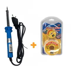 GENERICO - Cautín eléctrico para soldar soldadura punto lapiz estaño certificado con 3 accesorios