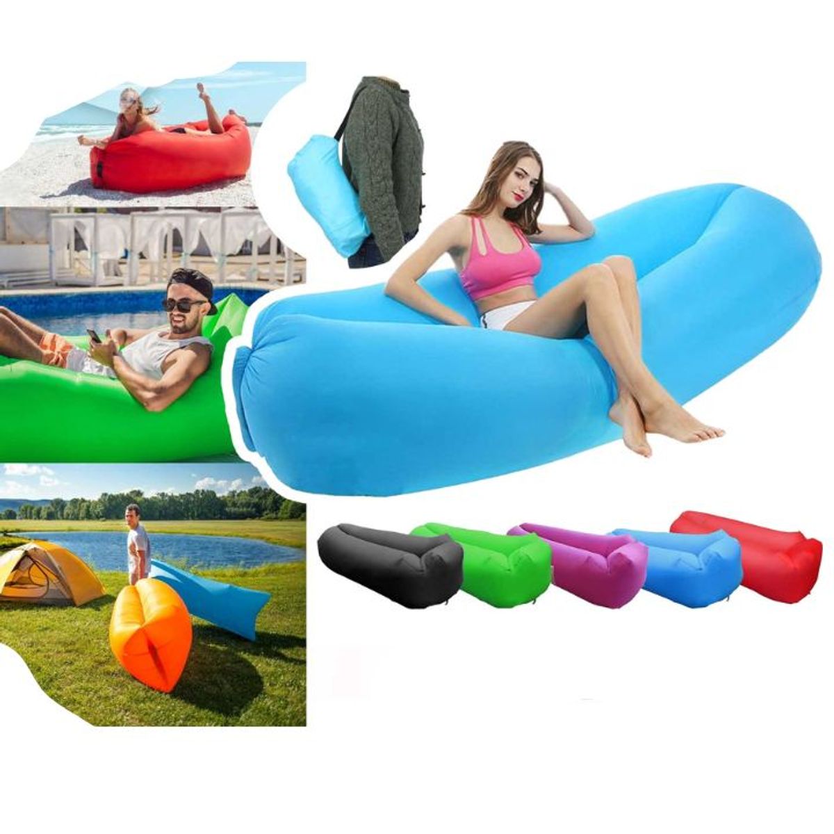 GENERICO - Banano Sofa Inflable 190x70 cm Desinflada - Color Violeta