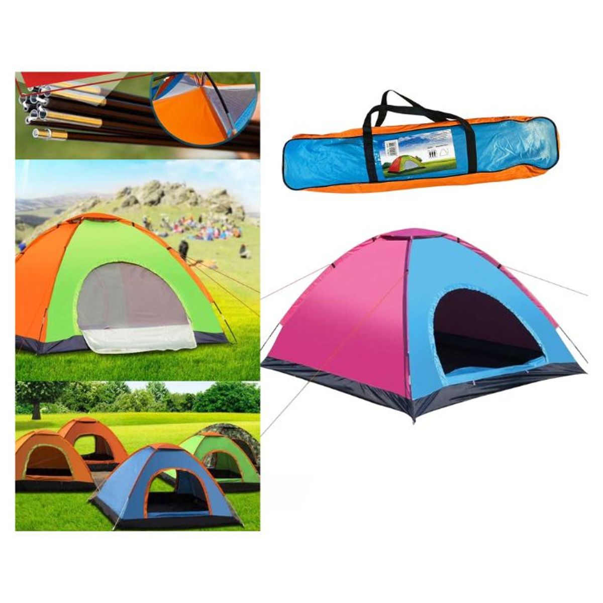 GENERICO - Carpa Camping Manual / 3 Personas 200x150x110cm Color Azul