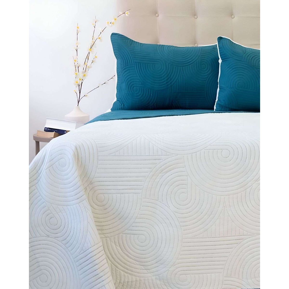 DORAL - Cubrecama Colcha Quilt Hotpress Liso Bicolor King Doral