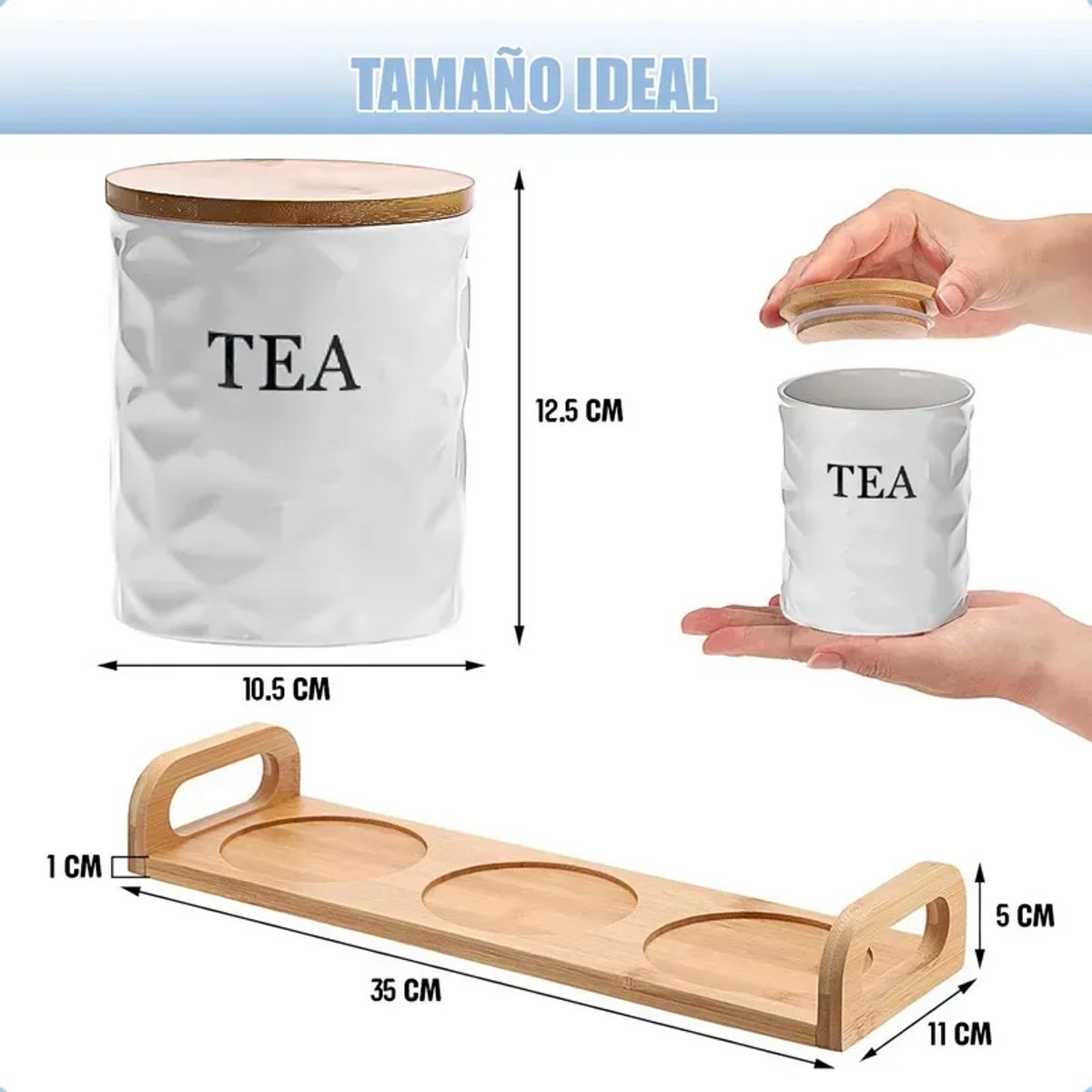 GENERICO - Set 3 Contenedores Herméticos Frascos Cerámicos Para Alimentos