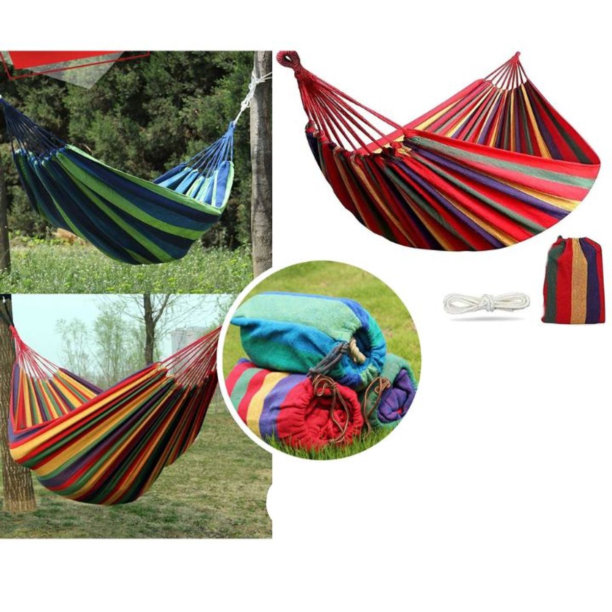 GENERICO - Hamacas Grande Multicolor Verde190cm x150cm