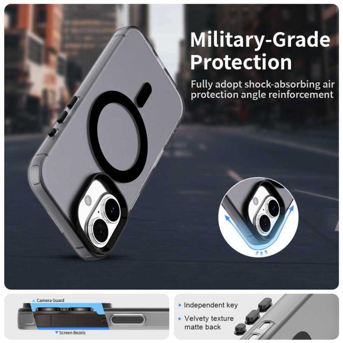 GENERICO - Carcasa para iPhone 17 Compatible Carga Magnética - Negro