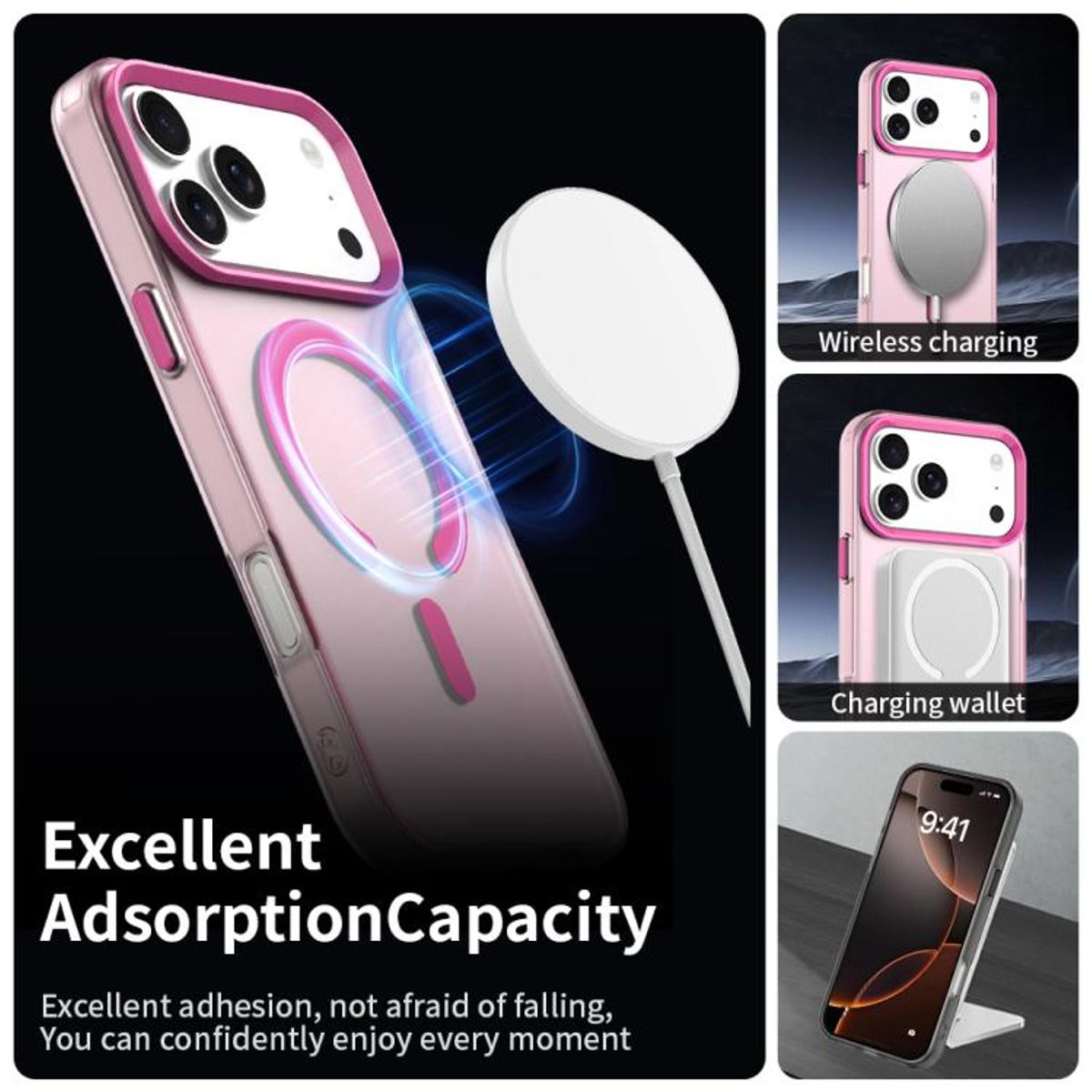 GENERICO - Carcasa para iPhone 17 Pro Compatible Carga Magnética - Rosa