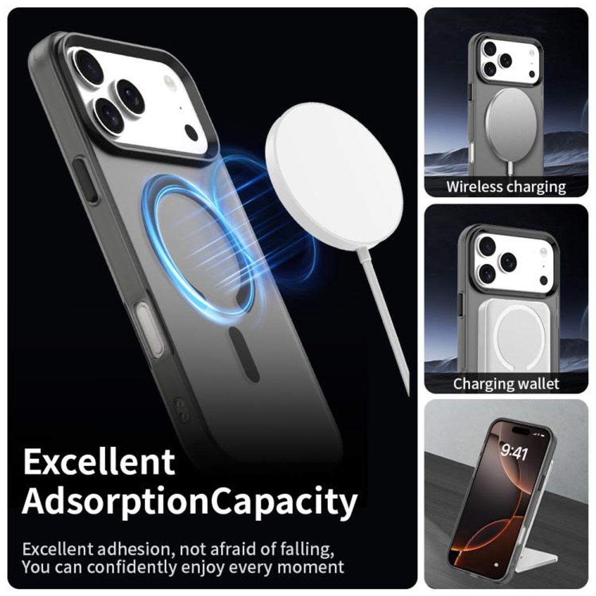 GENERICO - Carcasa para iPhone 17 Pro Max Compatible Carga Magnética - Negro