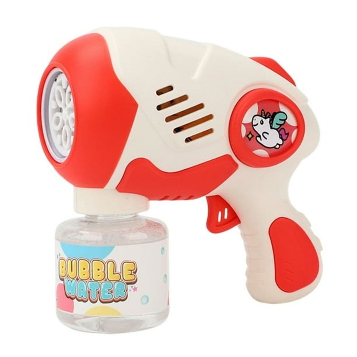 GENERICO - PACK X 3 JUGUETE LANZA BURBUJA UNICORNIO ROJO