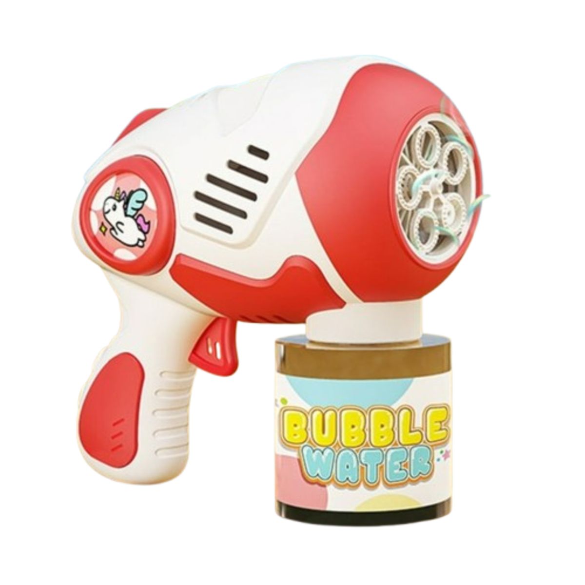 GENERICO - PACK X 3 JUGUETE LANZA BURBUJA UNICORNIO ROJO