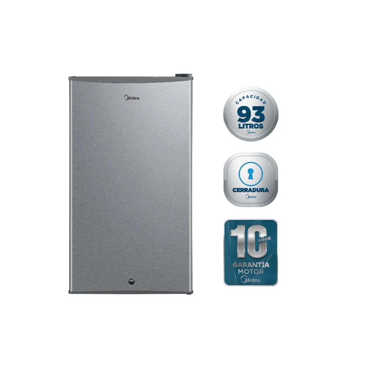 MIDEA - Refrigerador Minibar Frío Directo Light Silver 93L