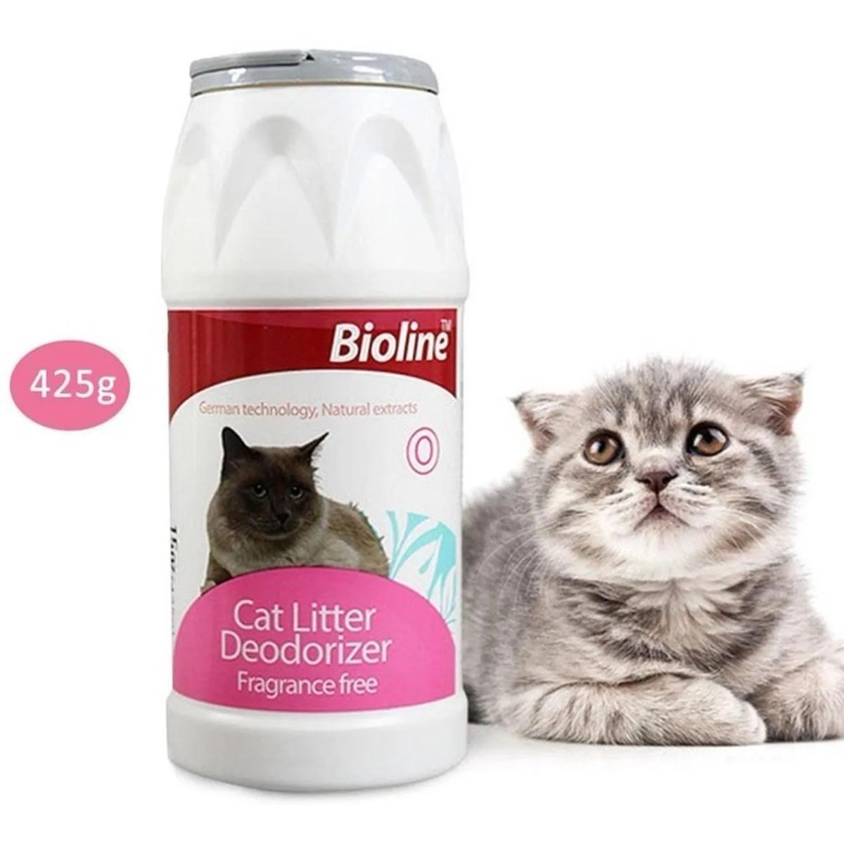BIOLINE - Talco Desodorante Para Arena De Gatos Bioline. 425g. Neutral