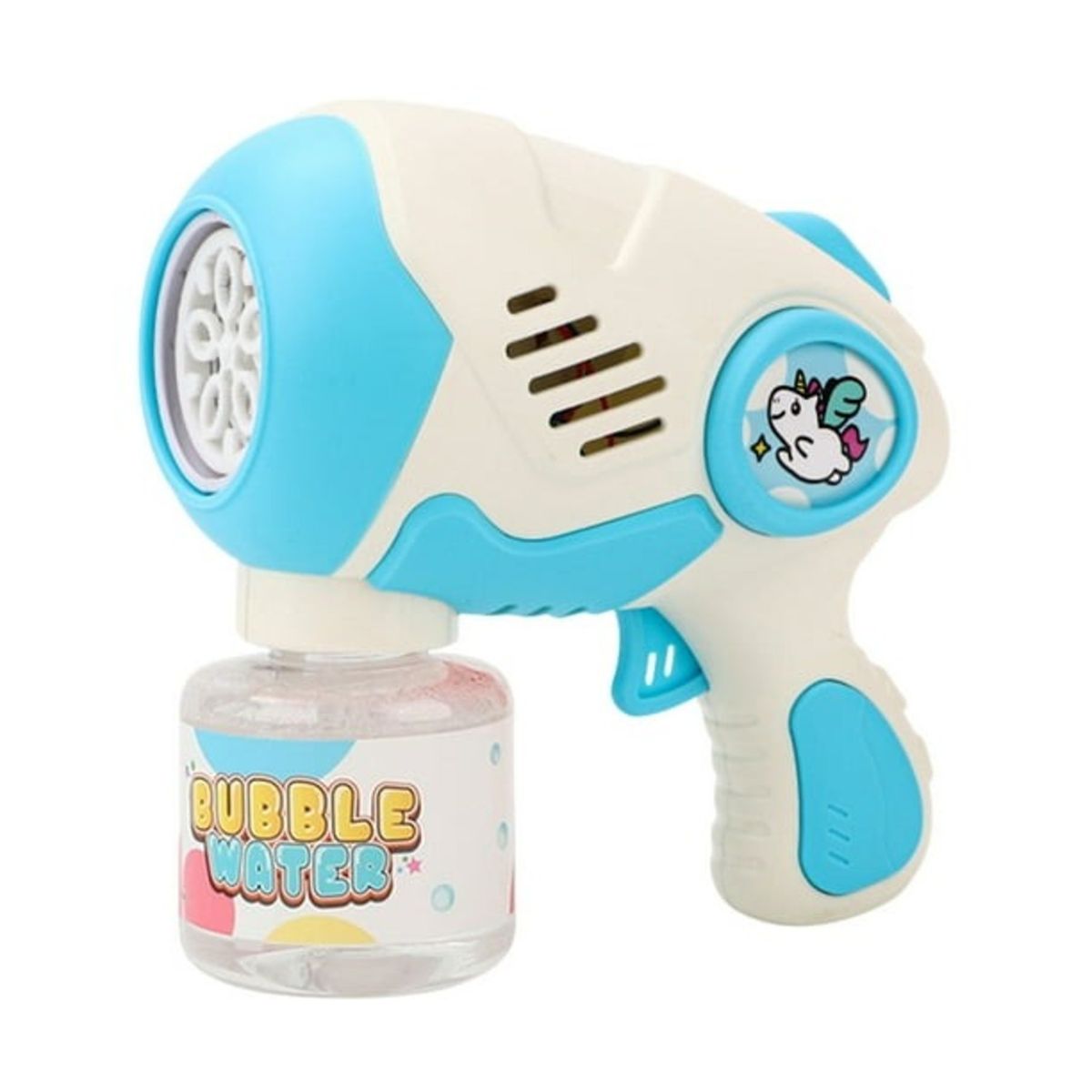 GENERICO - PACK X 3 JUGUETE LANZA BURBUJA UNICORNIO CELESTE