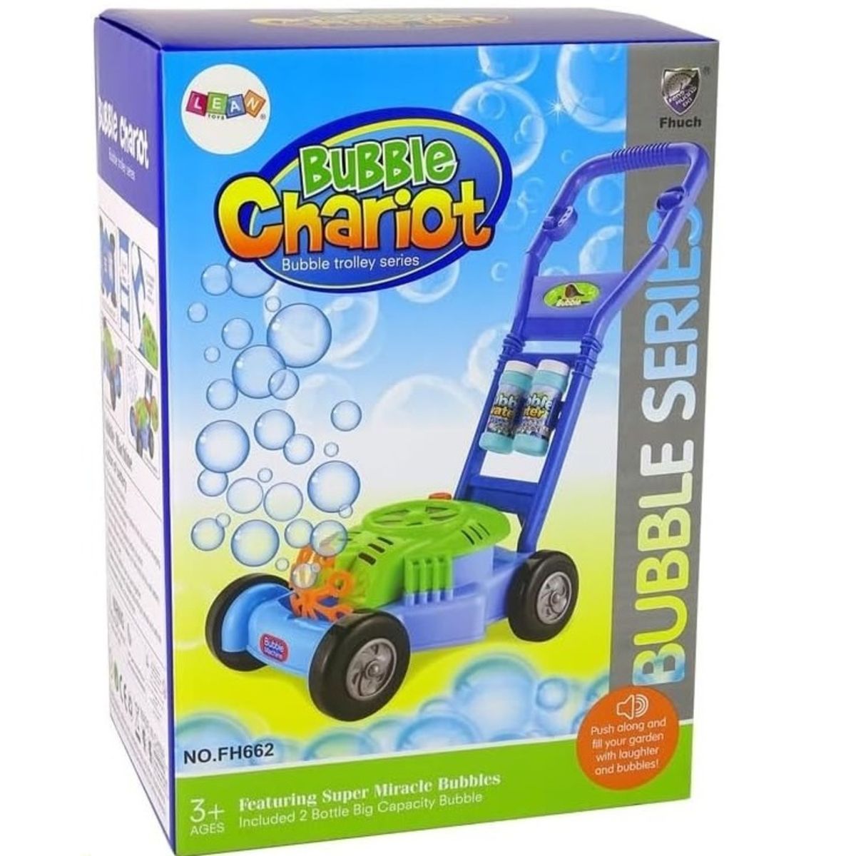 GENERICO - PACK X 3 JUGUETE CARRITO DE EMPUJE LANZA BURBUJAS