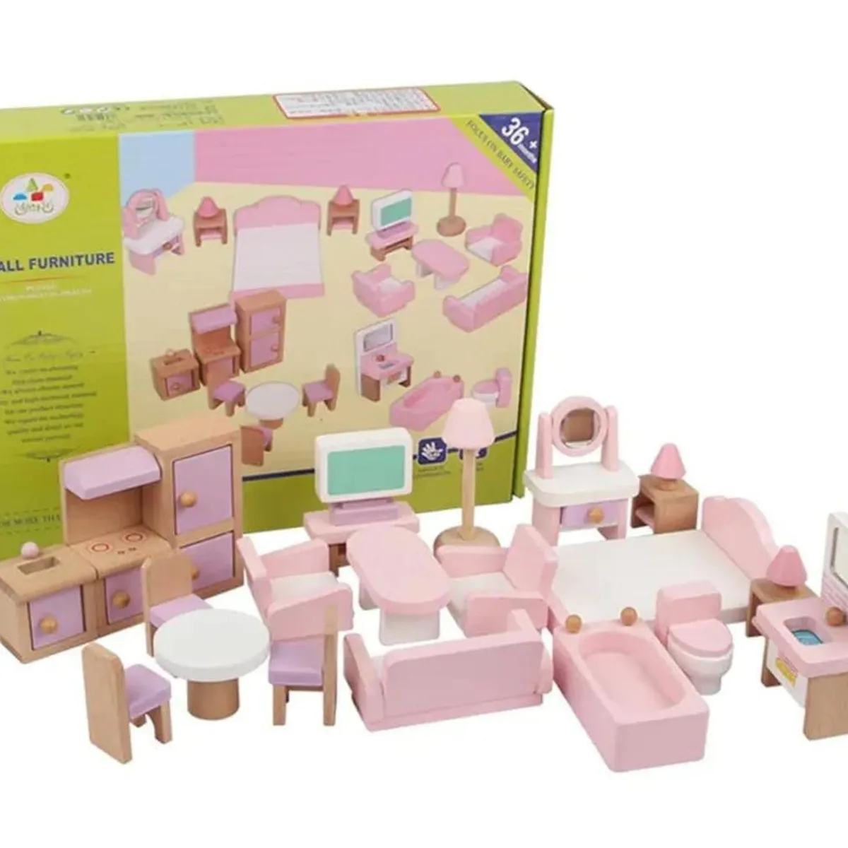 GENERICO - Mini Set De Muebles De Madera Para Muñecas 22 Piezas