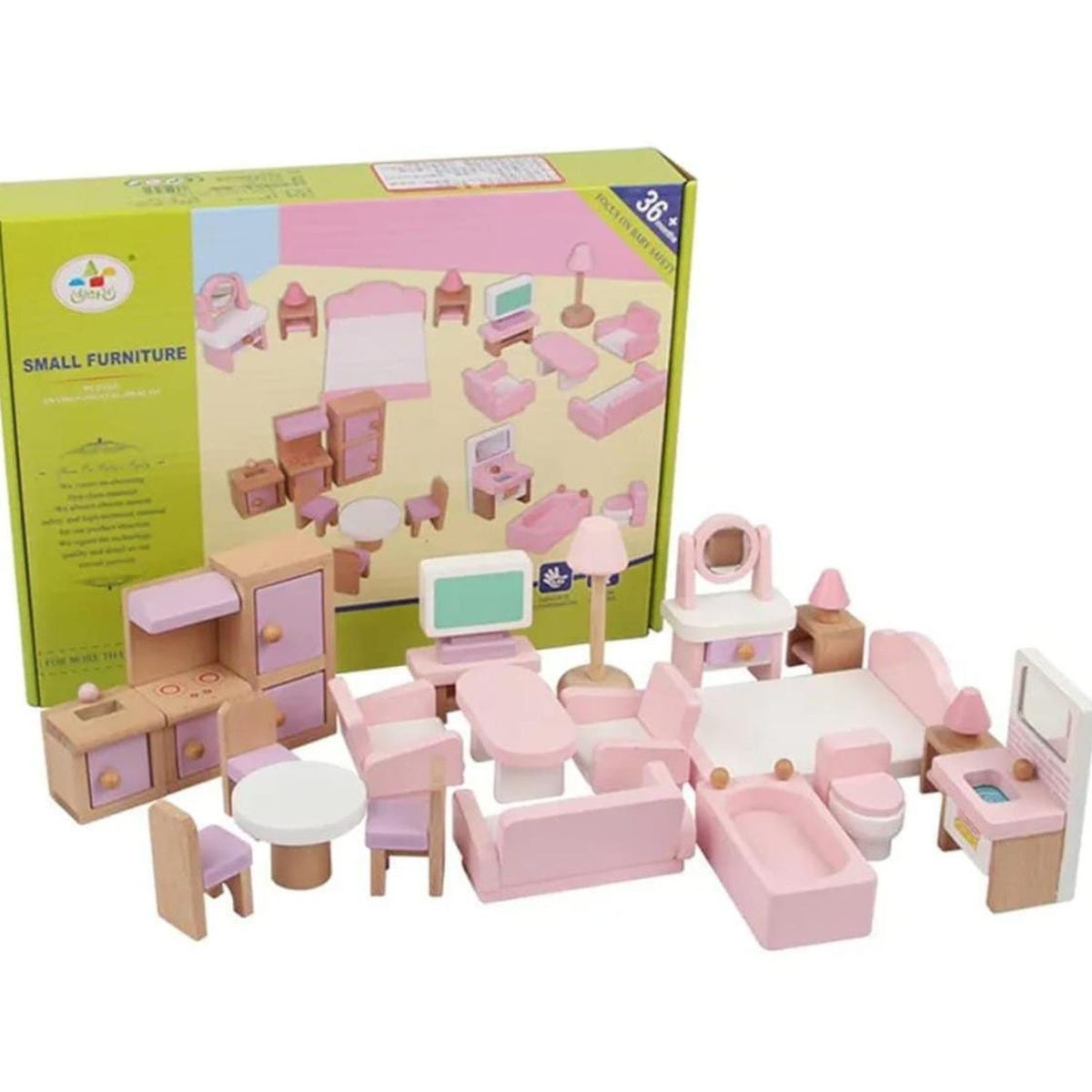 GENERICO - Mini Set De Muebles De Madera Para Muñecas 22 Piezas