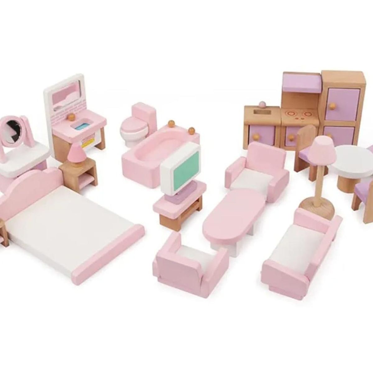 GENERICO - Mini Set De Muebles De Madera Para Muñecas 22 Piezas