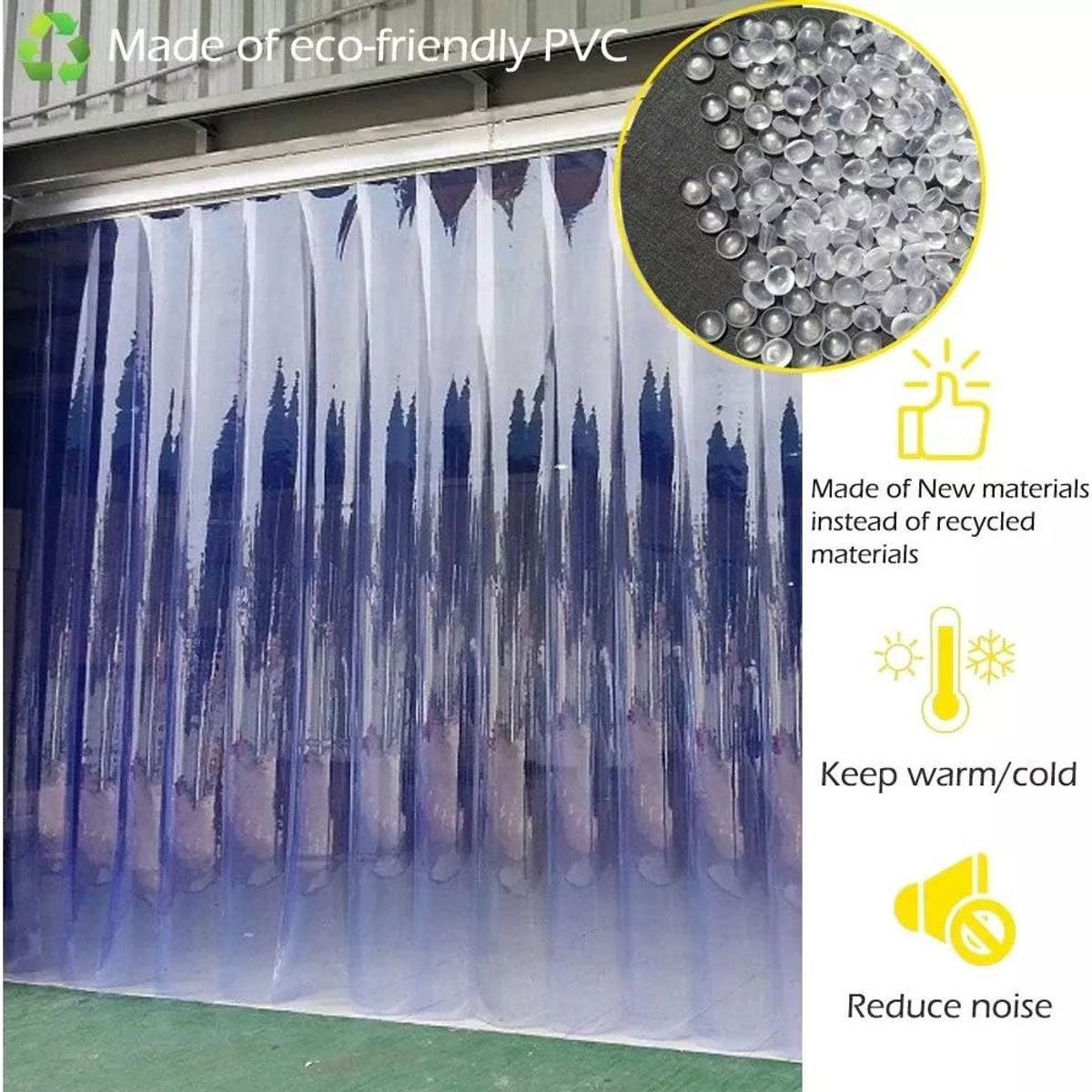 KUANGYE - Tiras Cortina De Pvc Transparente Lama Pvc Aislante 50mts