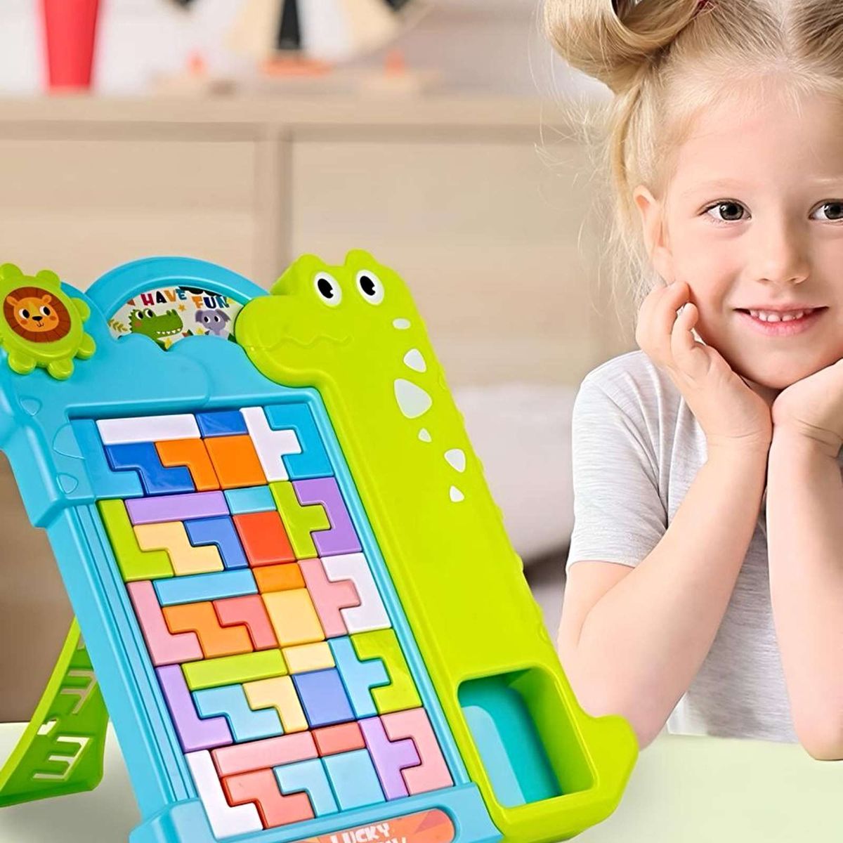 GENERICO - Juego de lógica educativa Tetris Montessori para niños con bloques 3D