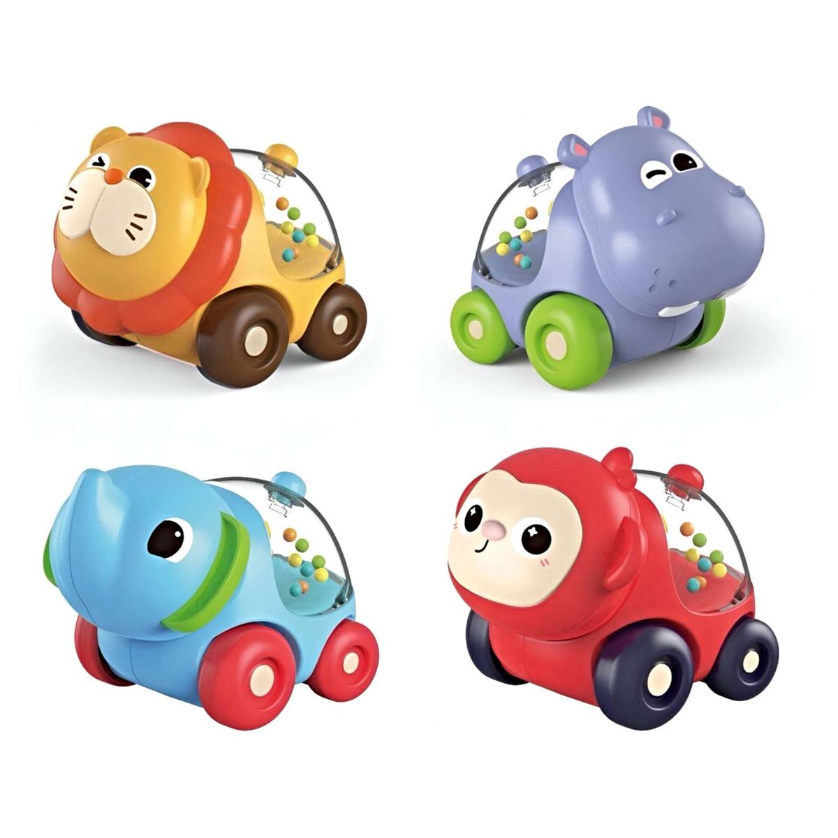 GENERICO - Set de 4 Coches para Niños diseño Animales