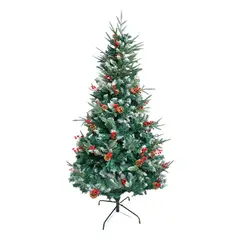 GENERICO - Árbol De Navidad Decorado Nevado Con Piñas Y Bayas 180Cm