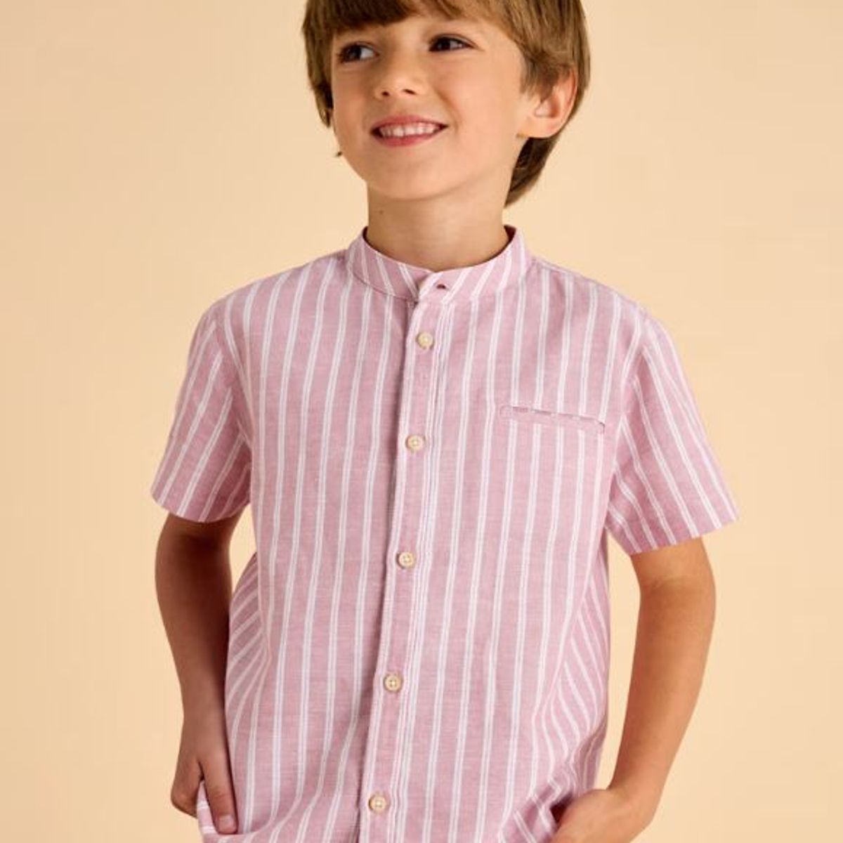 MAYORAL - Camisa a rayas botones cuello mao niño