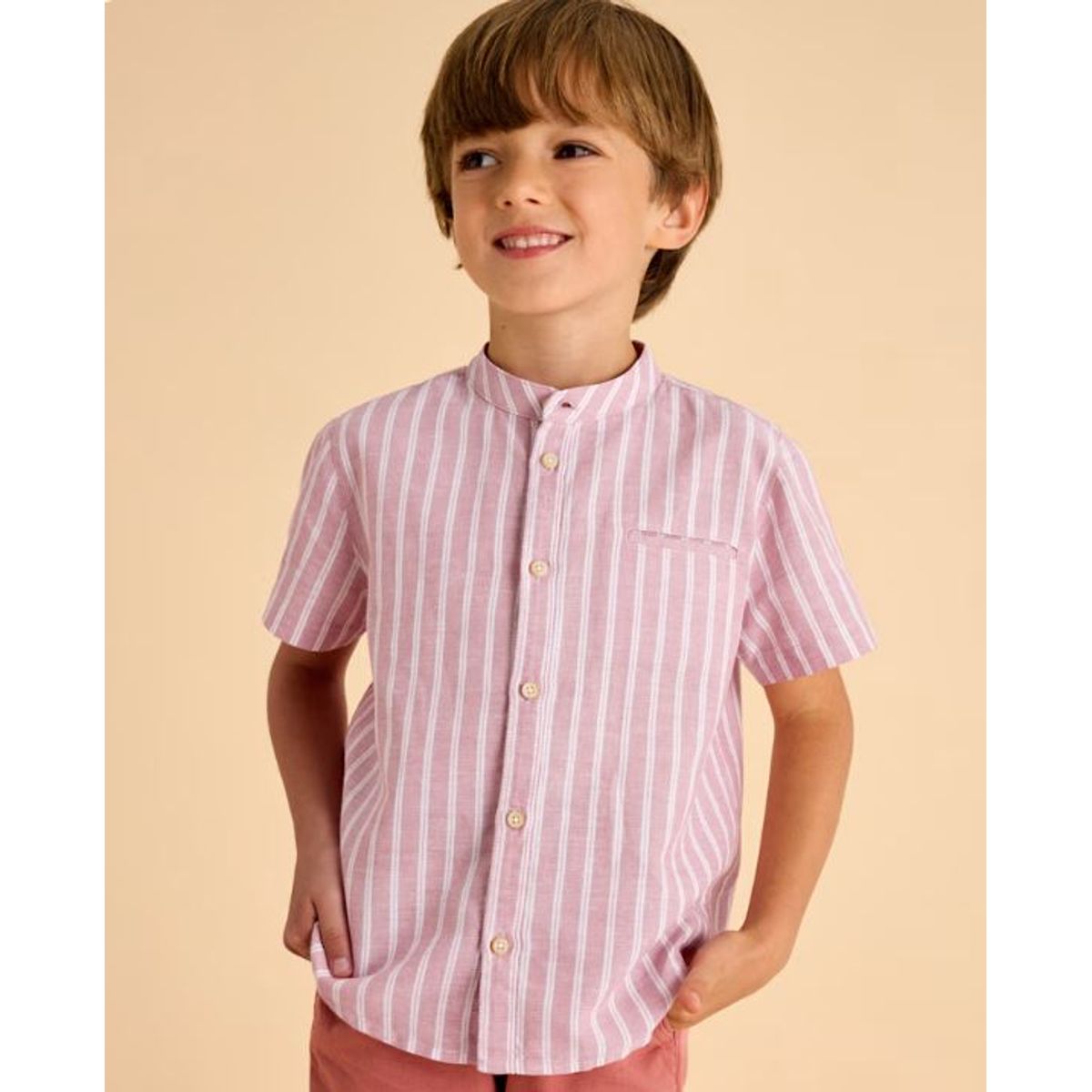 MAYORAL - Camisa a rayas botones cuello mao niño