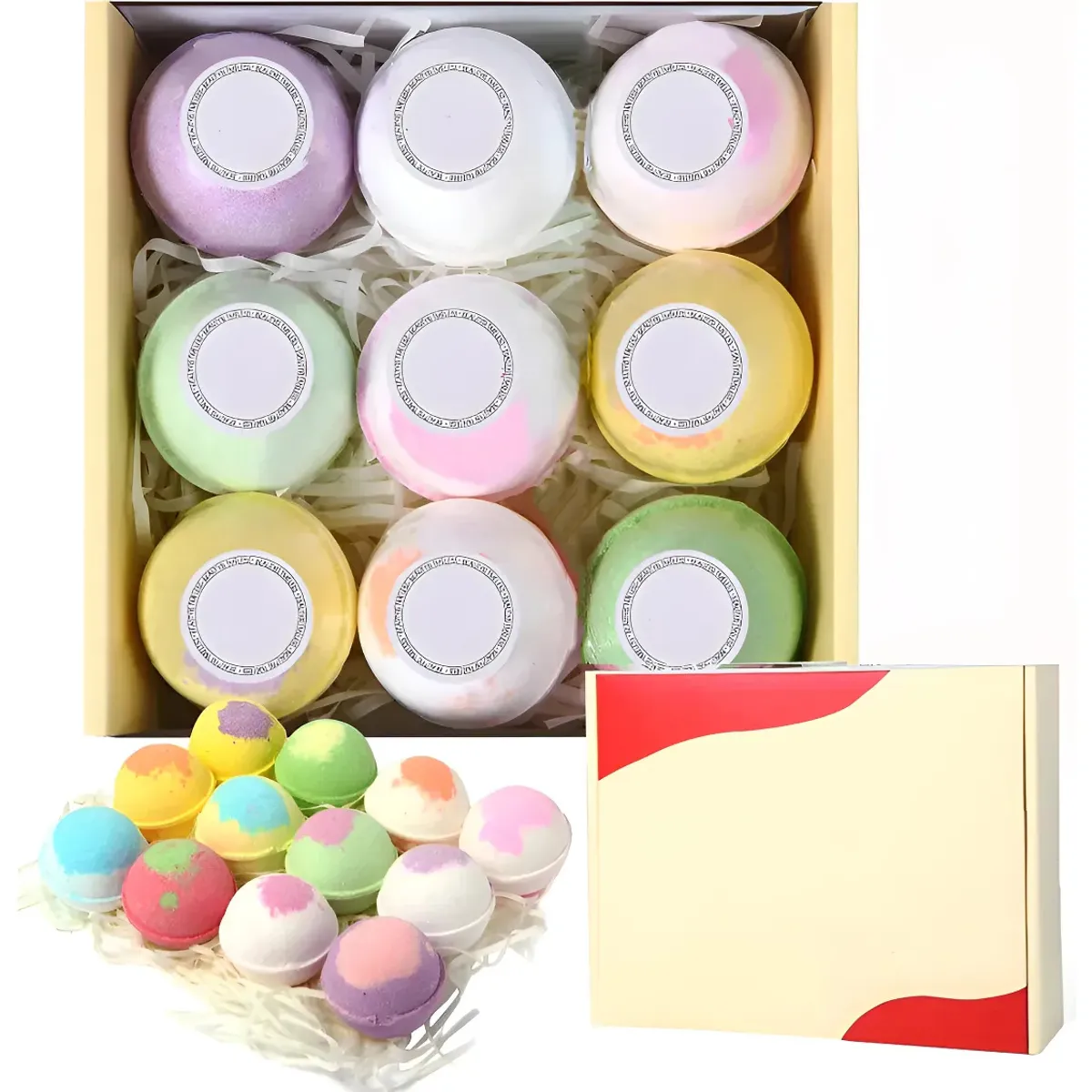 KUANGYE - Set de Regalo Bombas de Baño para Mujer Bola Efervescente Aromática Para Baño De Tina Relajante X9